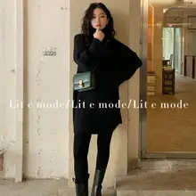 

Women Oversize Sweaters Tunic Sweaters Dress Turtle Neck Sweaters Long Knits Winter Fall Tops Cowl Neck Grey Black Long Shirts