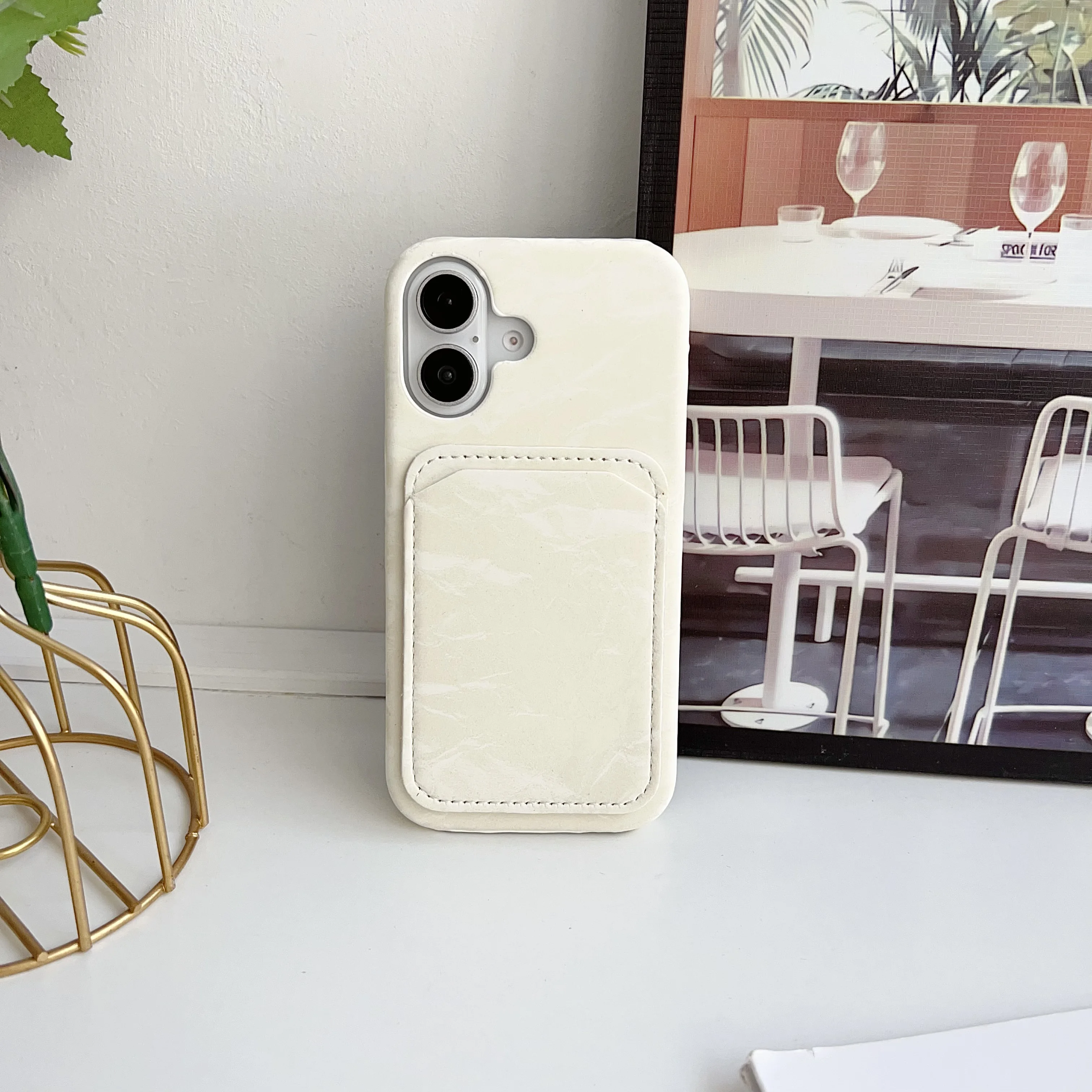 Luxurious Korean Satin Silk Texture Card Holder Wallet Phone Case - Smooth Shockproof Hard Back Cover