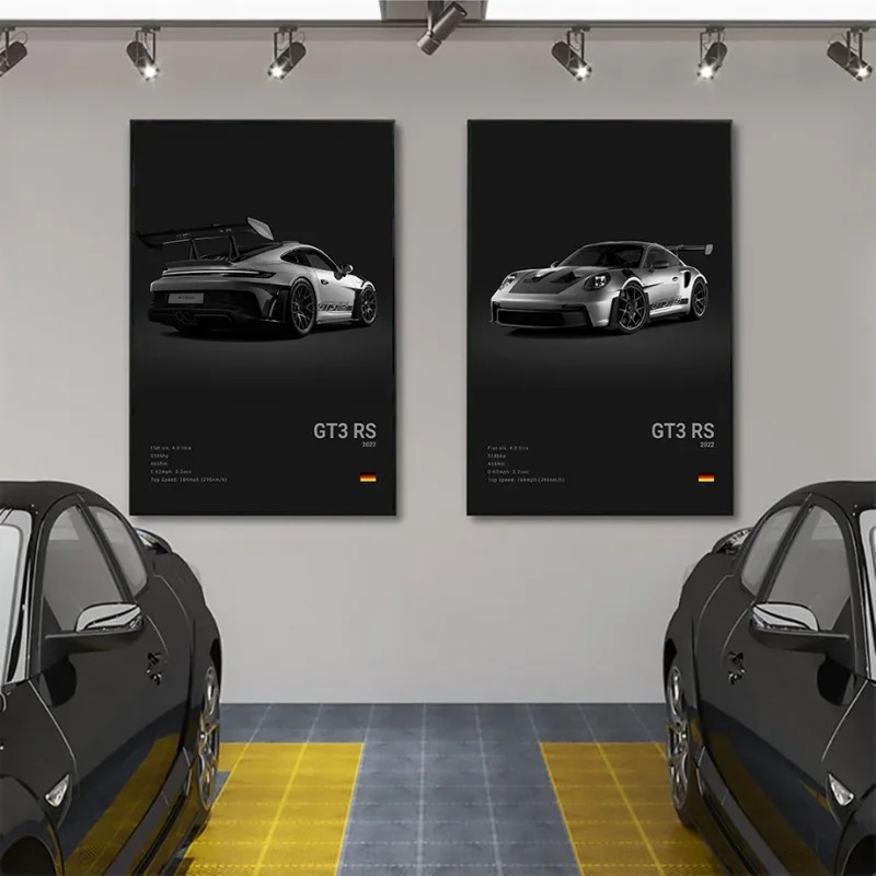 Black & White German Sports Car Canvas 3