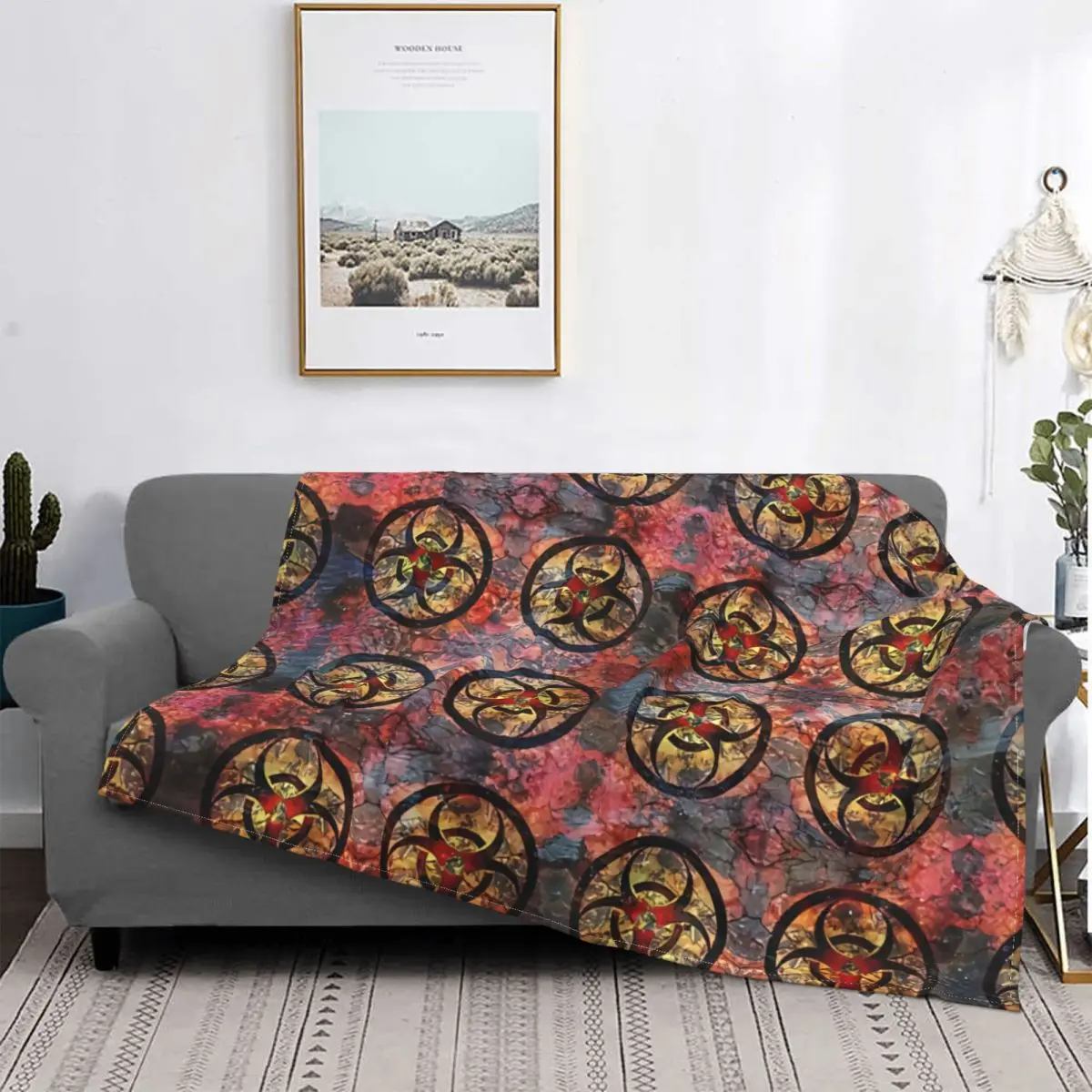 

Biohazard Pattern Black Metal Blanket Velvet All Season Breathable Lightweight Throw Blankets For bed Rug Piece