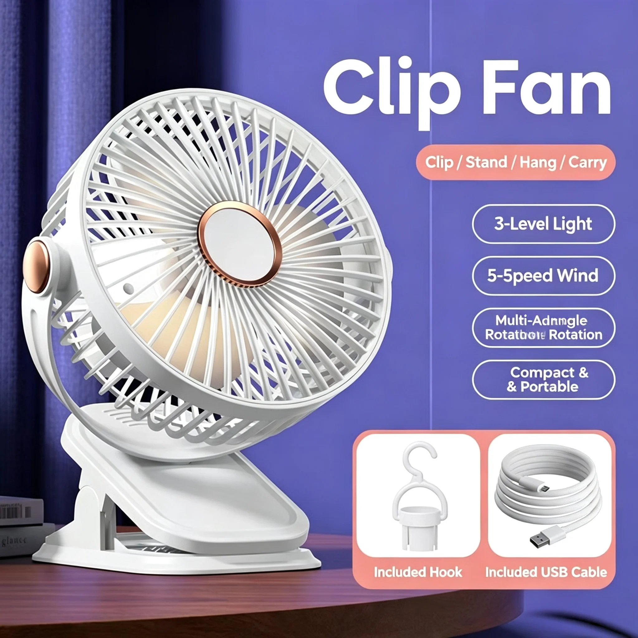Portable USB-Powered Mini Fan with Long Battery Life and Strong Airflow in 4 Vibrant Colors