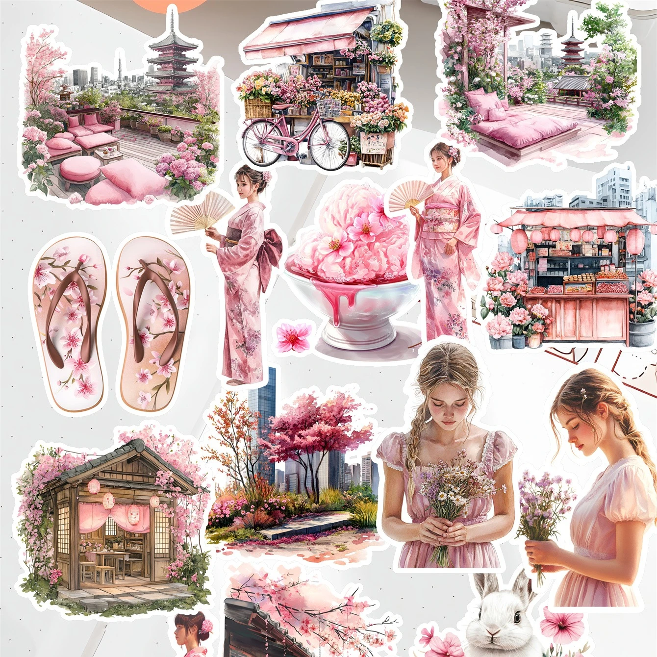 20 stücke Nette Aquarell Japanische Sommer Festival Mädchen Buch Aufkleber Tagebuch Fotoalbum Handy Shell Journal Scrapbooking