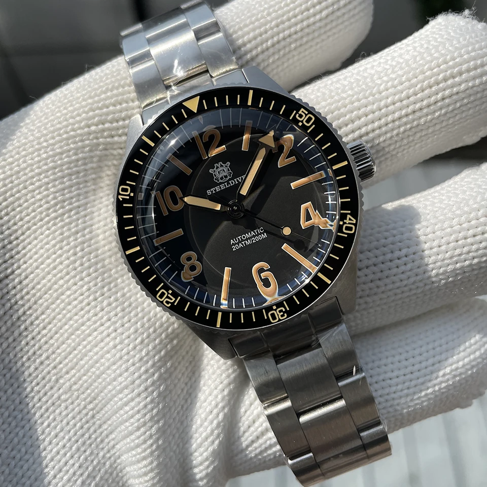 STEELDIVE Brand SD1962V Black Dial Ceramic Bezel Insert 200M Water
