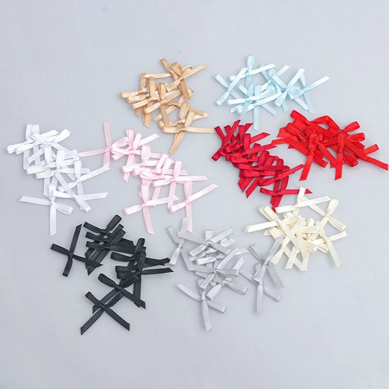 100pcs Ribbon Bows Small Size Satin Ribbon Bow Flower Craft Decoration Handwork DIY Party Decoration Tie Gift Packaging Supplies Ribbon Decoration Satin Ribbons Ribbon Supplies Satin Ribbon