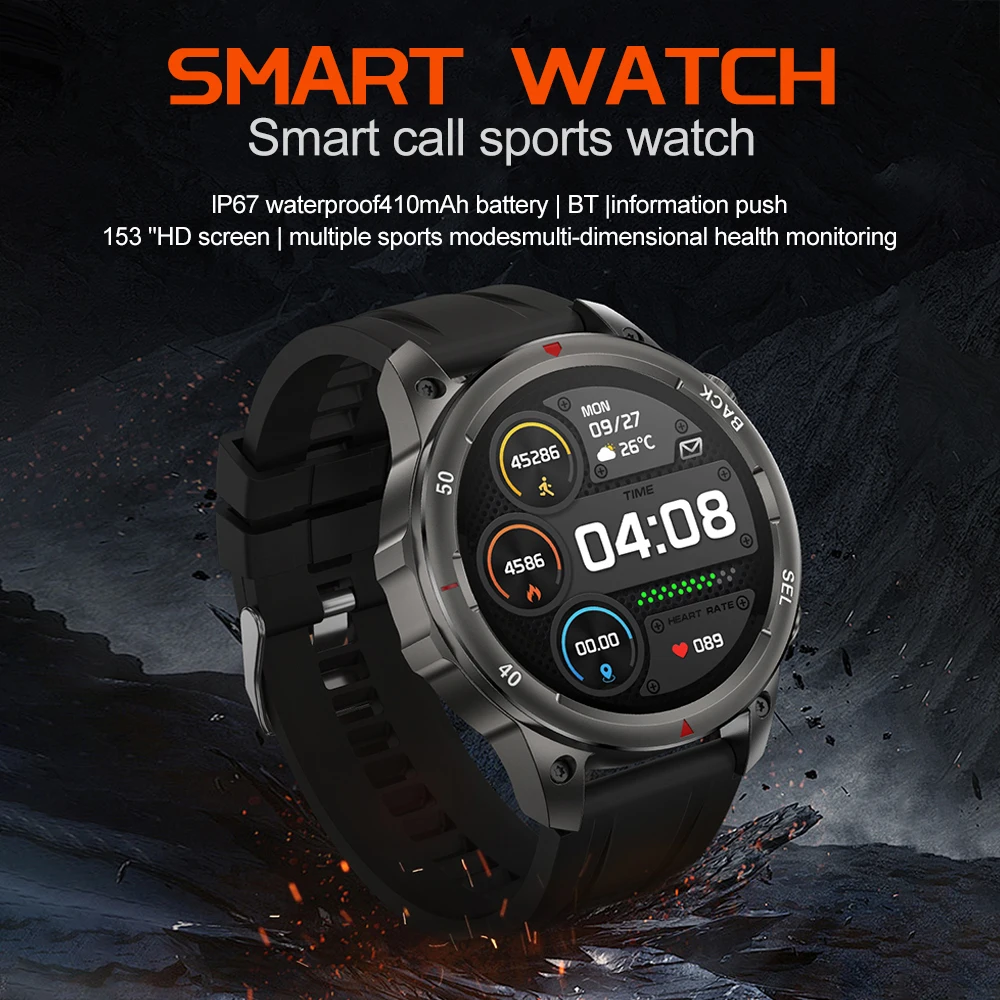 DK68 NFC Smart Watch 1.53inch Bluetooth Call Heart Monitor GPS Sports Fitness Wireless Charging Men Women Smartwatch 2