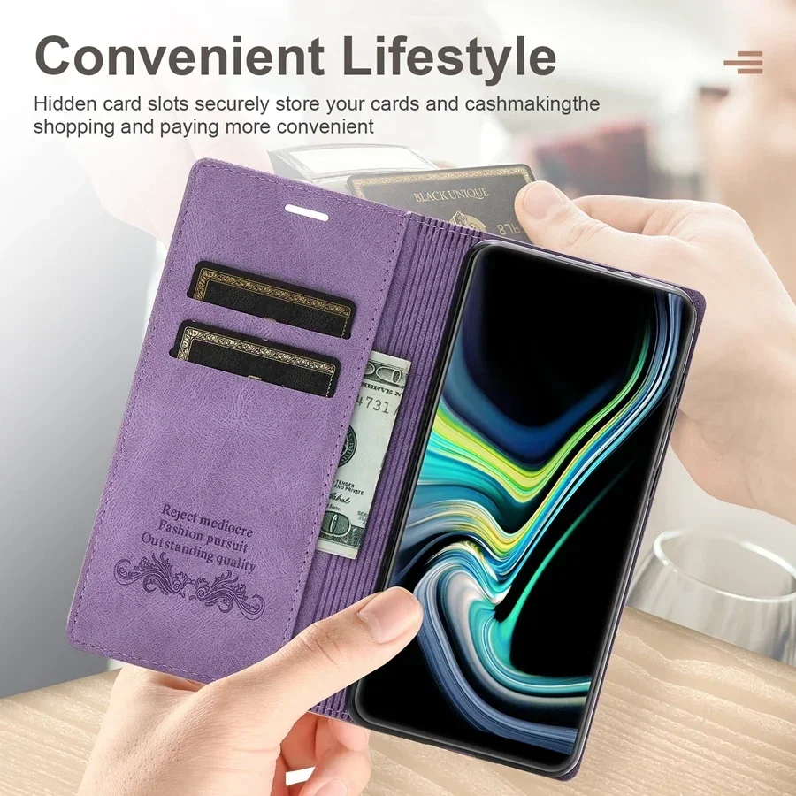 Premium Magnetic Flip Leather Wallet Case with Card Slot