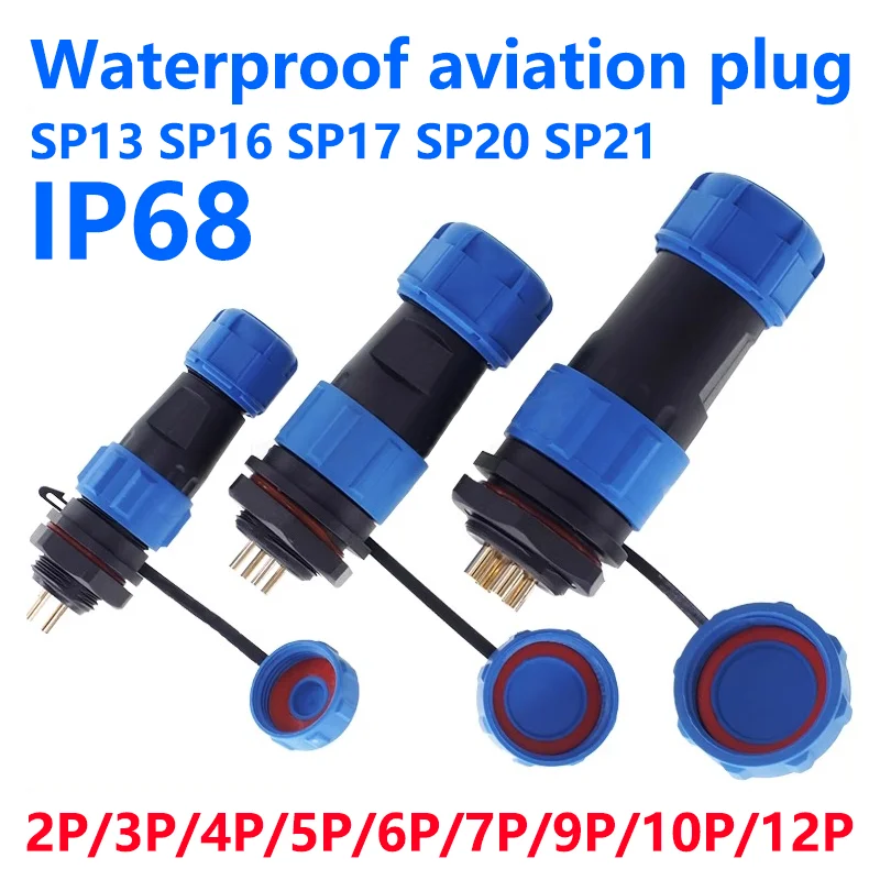 

5/10/100 Sets SP13 SP16/SP17 SP20/SP21 Waterproof Connectors IP68 Aviation Plug Male Female 2pin 3pin 4pin 5pin 6pin 7pin 9pin