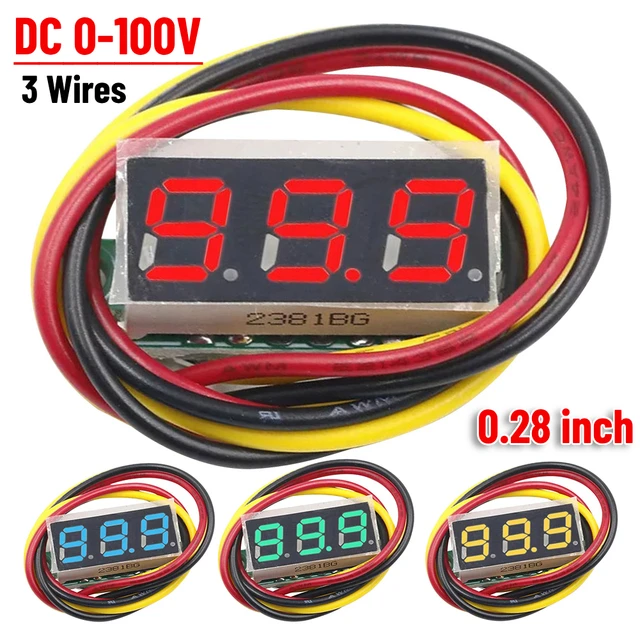 0,28 Pollici DC 0-100V 3 Fili Mini Misuratore Di Tensione Voltmetro