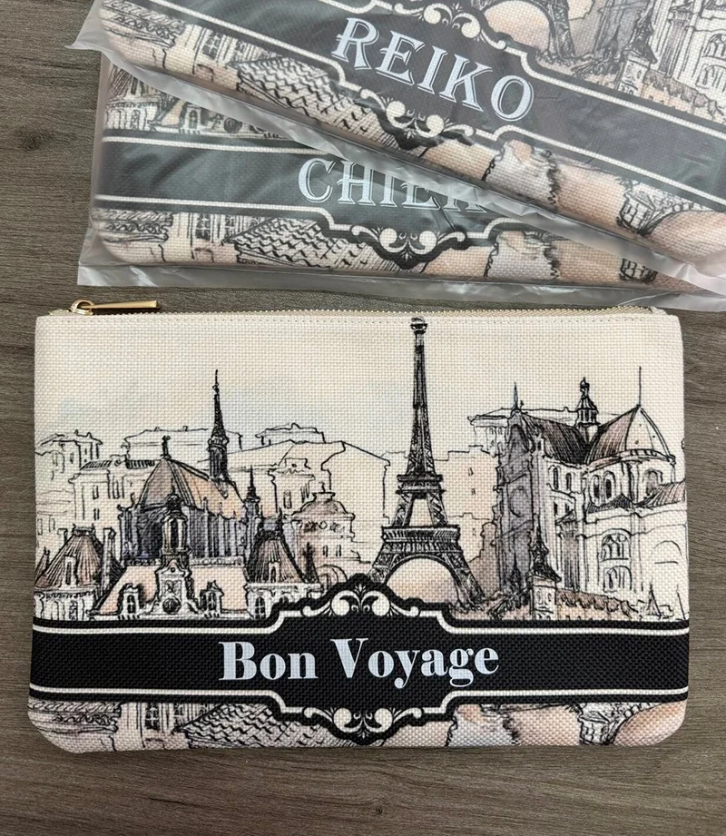 Fashion Flower Handbags Design Personality Letter Customizable Women's Clutch Portable wallet Linen purse Vacation Phone Bag