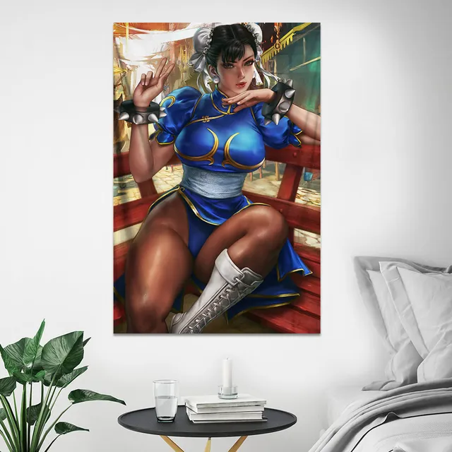 비디오 파이팅 게임 SF 섹시한 여자 Chunli 캔버스 포스터