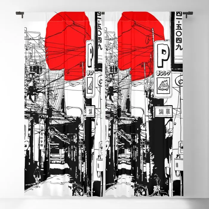 

Tokyo Street Sunrise Blackout Curtains 3D Print Window Curtains For Bedroom Living Room Decor Window Treatments