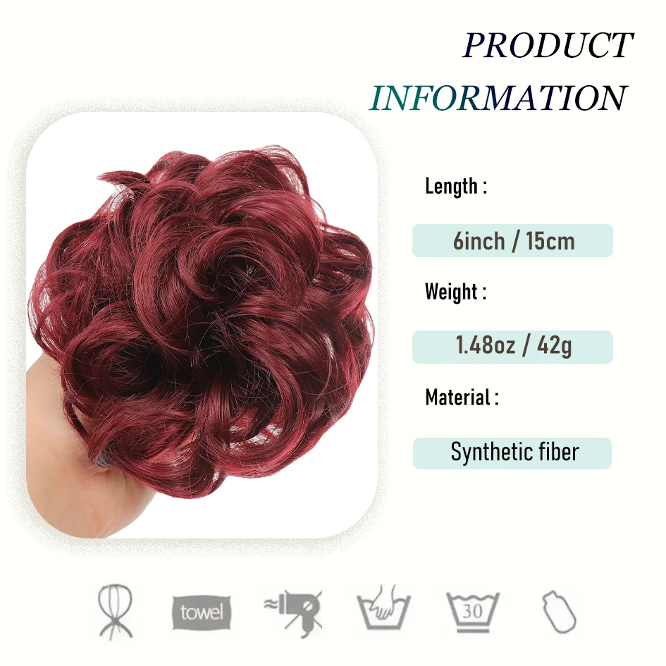 Synthetic messy hair sideburns scrunchie hair sideburns donut hair sideburns scrunchie ponytail hair accessories Christmas