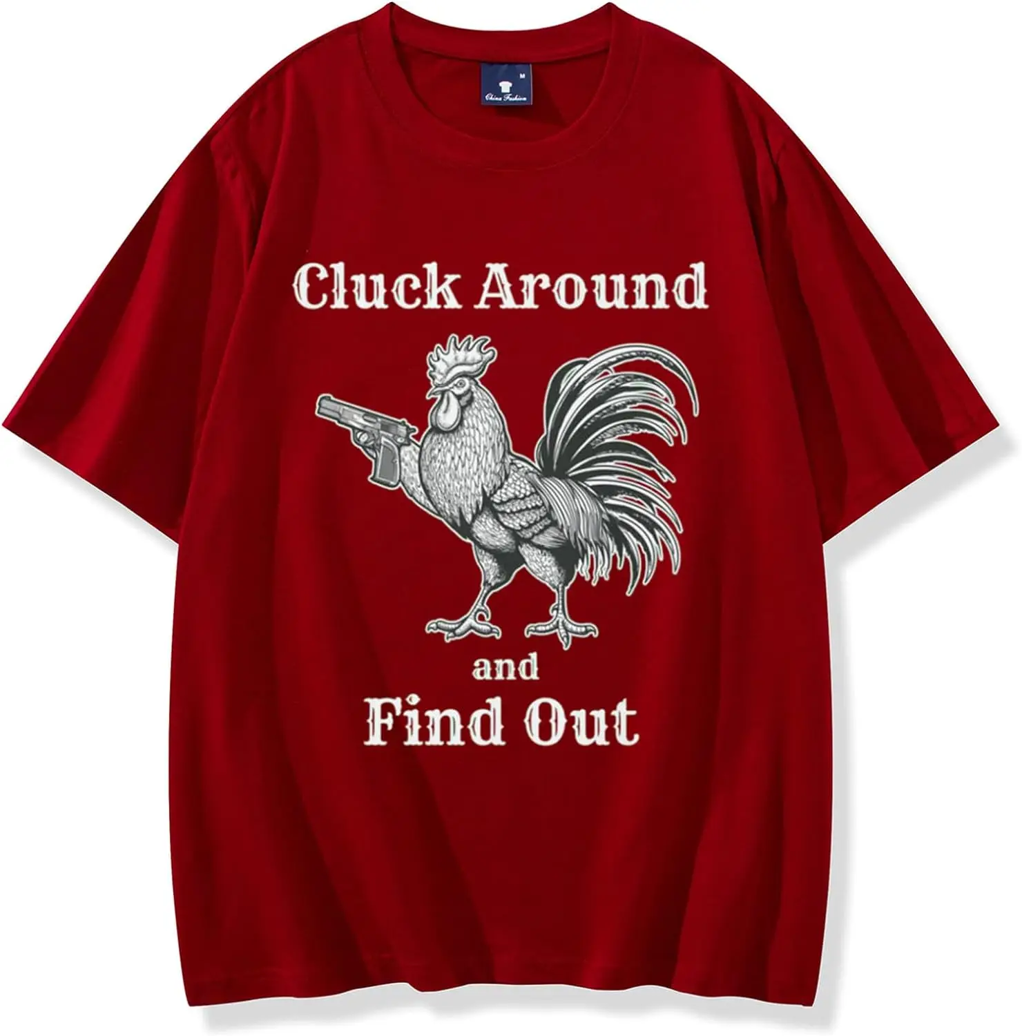 

Cluck вокруг и узнать футболку, Женская смешная фотография