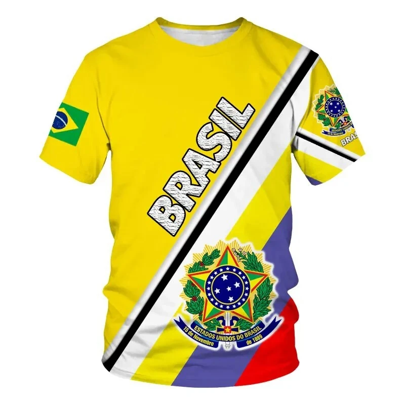 Brazil National Emblem T-shirt-Brazil National Emblem 3D Print Short Sleeve T-shirt Unisex