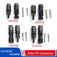 Connecteur solaire PV DC 30A 50A, 100/60/40/20/10 pièces, Kit de connecteurs de panneau Stecker pour câble PV/MC 2.5/4/6/10 mm2 1500VDC 1000VDC 1