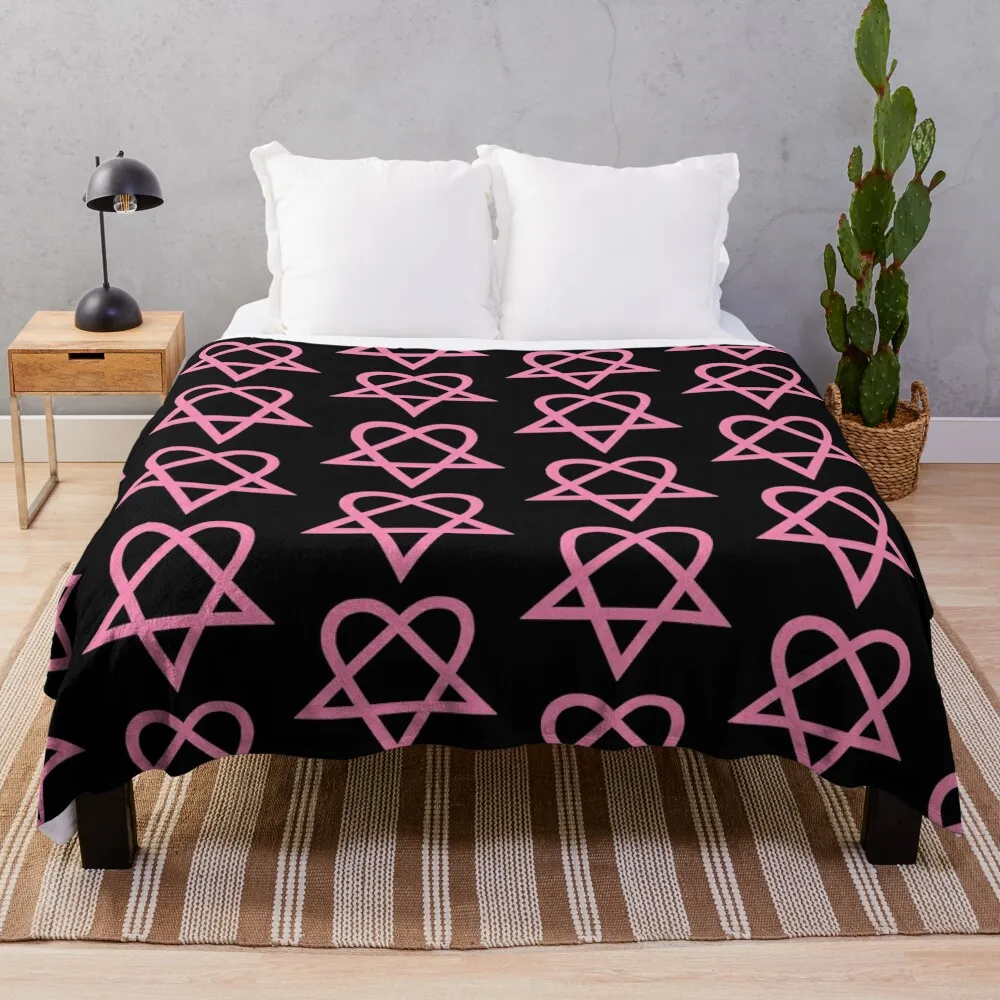 

Heartagram - Pink Throw Blanket Single Designers Furrys decorative Blankets