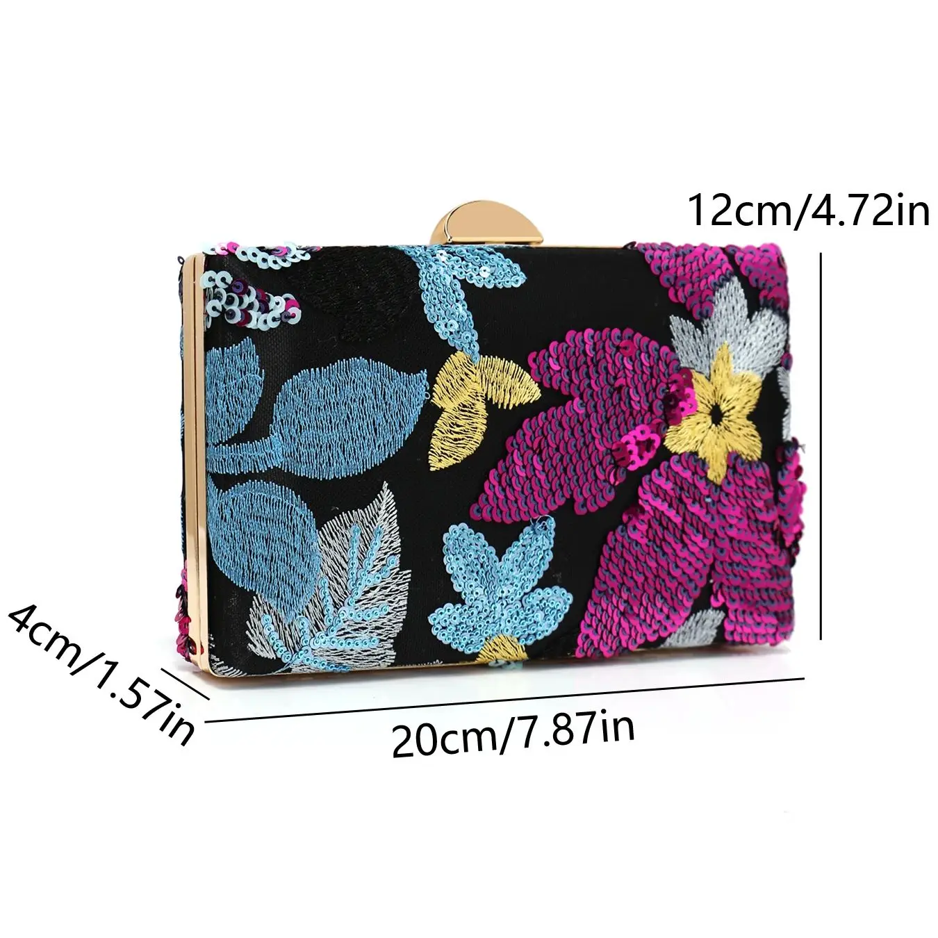 Sequin Floral Evening Clutch Bag for Women