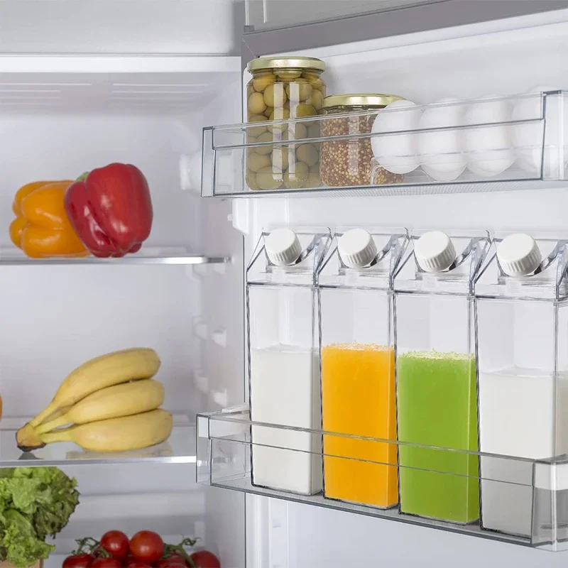 Transparent Water Gym Bottle Plastic  Reusable Clear Milk Carton Box  Juice Sport Leakproof Cup  Drinking Outdoor Camping New