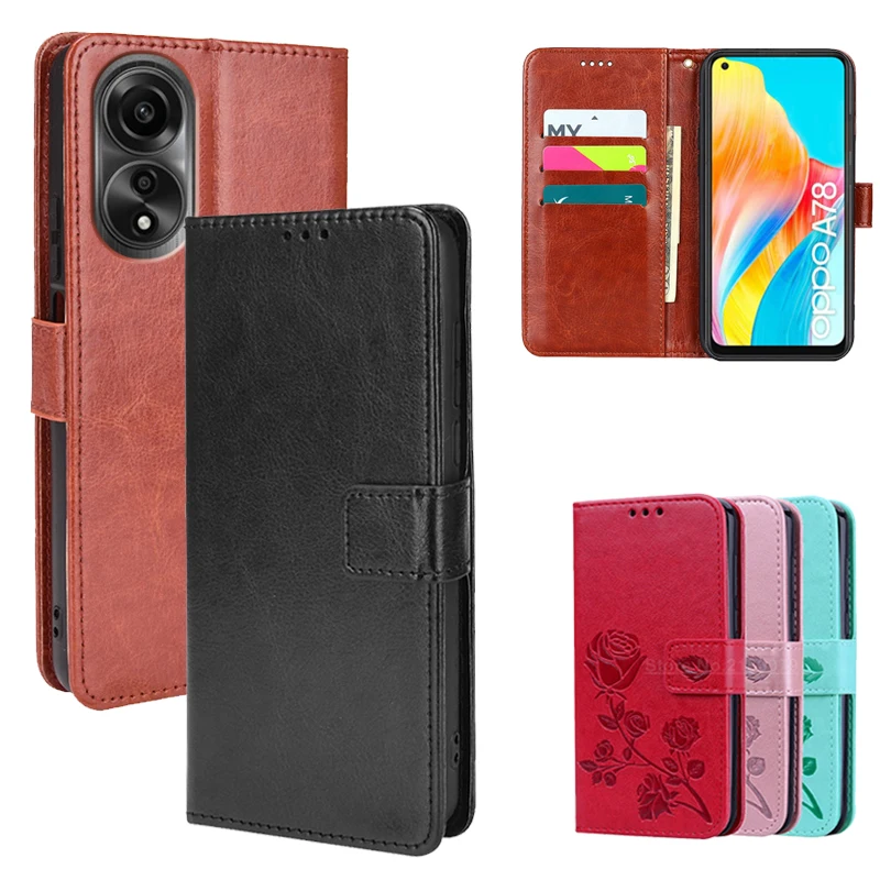 

Чехлы для Oppo A78 4G Чехол Оригинальный чехол-кошелек из искусственной кожи чехол для телефона Обложка для Carcasa Oppo A78 A 78 CPH2565 6,43 "Mujer Funda