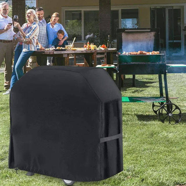 190T/210D Bbq Count Porvizálló Vízálló Weber Heavy Charbroil Grill Cover Rain Protective Barbecue Kerek Fekete - Image 4