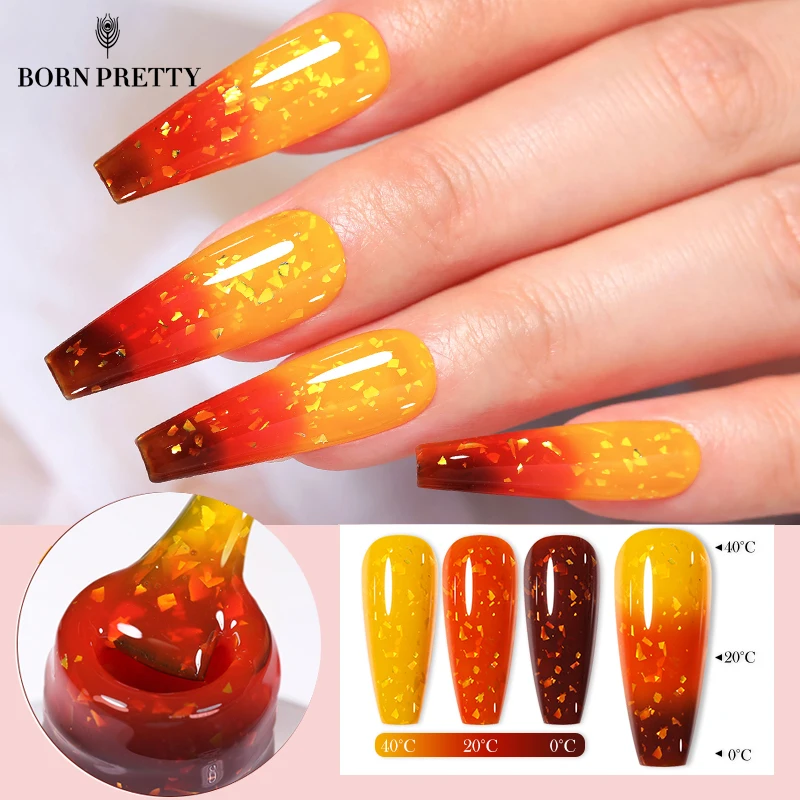 Born Pretty Thermal Gel Nail Polish 3layers Color Changing Gold