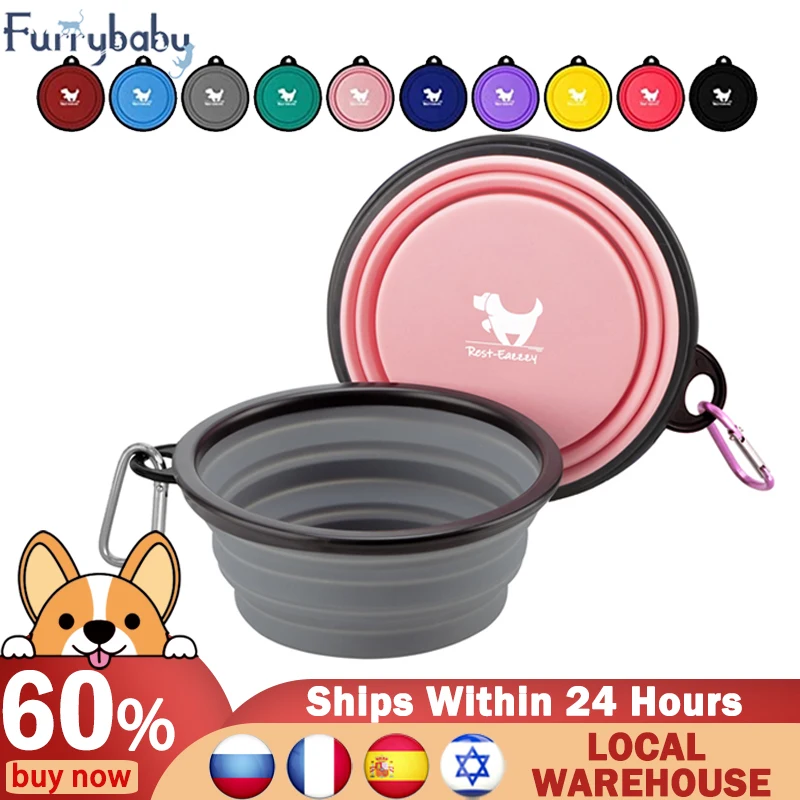Furrybaby 350ml/1000ml 1pc Collapsible Dog Bowls For Travel Dog