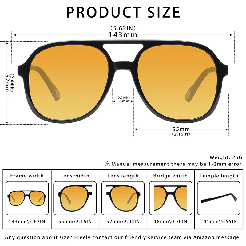 Trendy Pilot Sunglasses Women Men Fashion Unisex Double Bridge Vintage  Yellow Sun Glasses Female Oversized Gradient Lenses Glass - AliExpress