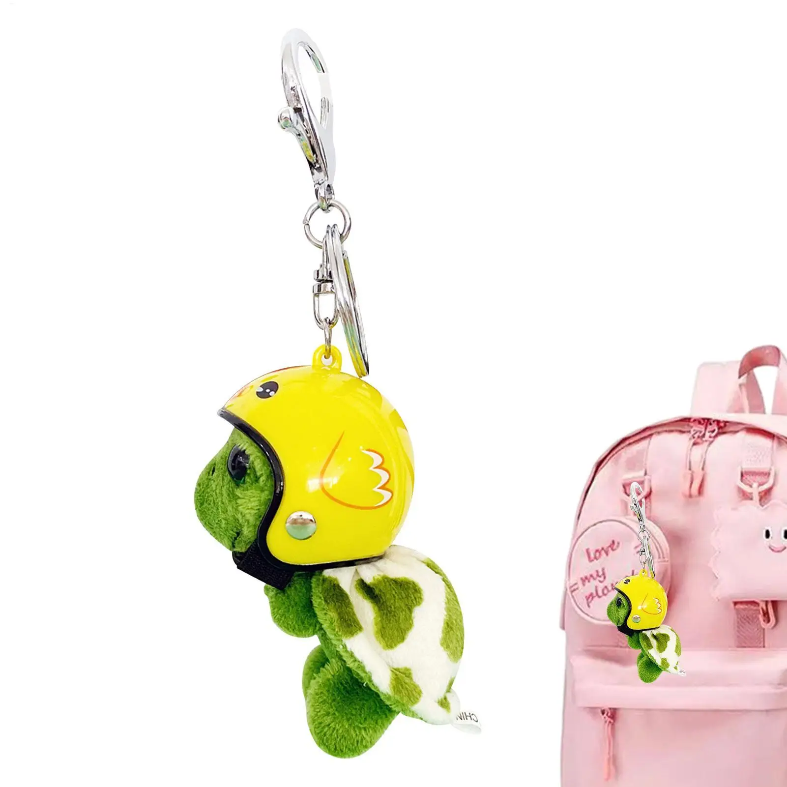 1pcs Helmet Sea Turtle Keychain Purse Bag Charm Keychain Plush Pendant Keyholder Animal Ornament Car Exquisite Decoration