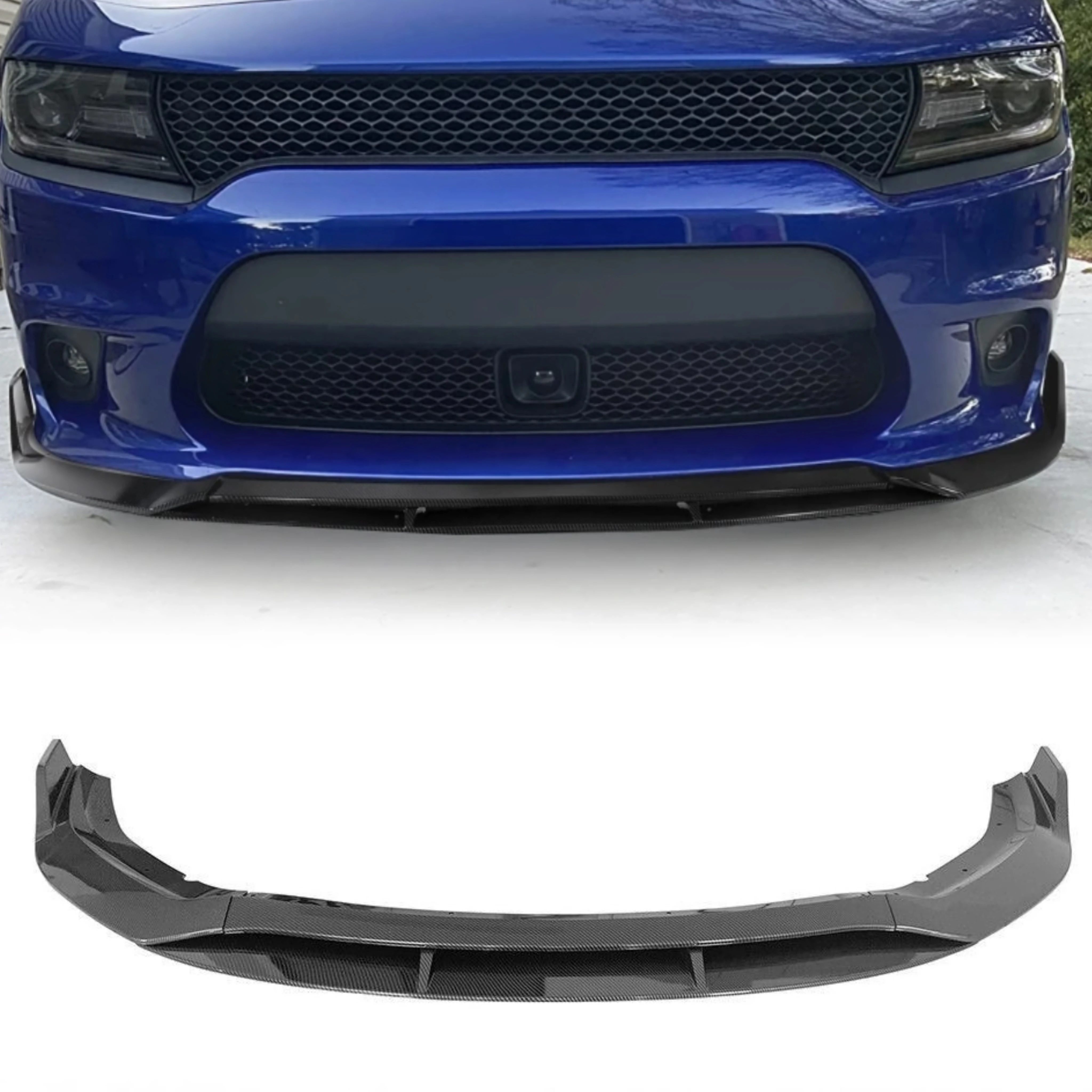 スポイラー ために ダッジ ために チャージャー 2015-2021 車用フロントスポイラー フロントバンパー ショベル スプリッタ  4個の車のフロントバンパーリップスポイラースプリッターボディキット、ダッジチャージャーSRT 2015-2020に適合(Type A  フロントリップスポイラー ..., image size:4096x4096