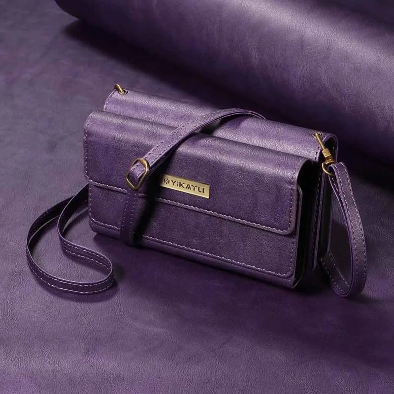 Leather Wallet Case with Multi Card Slots and Zipper Flip Cover