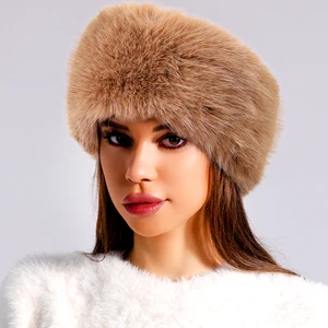 9 Colors Thick Plush Empty Top Hat Warm Soft Elegent All-match Winter Autumn Outdoor Ski Sport Travel Women Faux Fur Cap