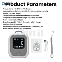 เครื่องตรวจจับคาร์บอนมอนอกไซด์แบบพกพาสำหรับการเดินทางพร้อมหน้าจอ LCD จอแสดงผล CO/อุณหภูมิ/ความชื้นแบบเรียลไทม์ พร้อมระบบแจ้งเตือน สำหรับบ้าน โรงแรม รถบ้าน 6