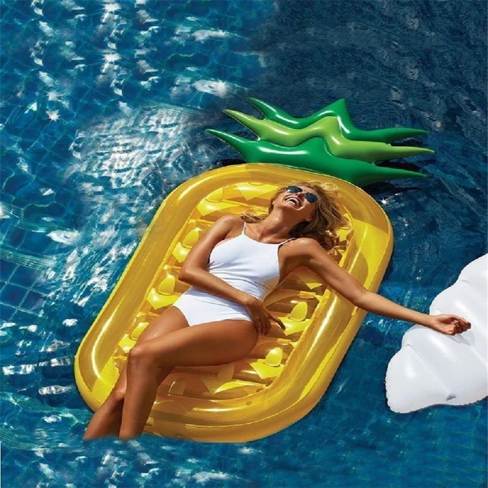 Giant Pool Float Swimming Ring Pineapple Watermelon Inflatable Mattress Floating Row Swimming Circle Beach Pool Party