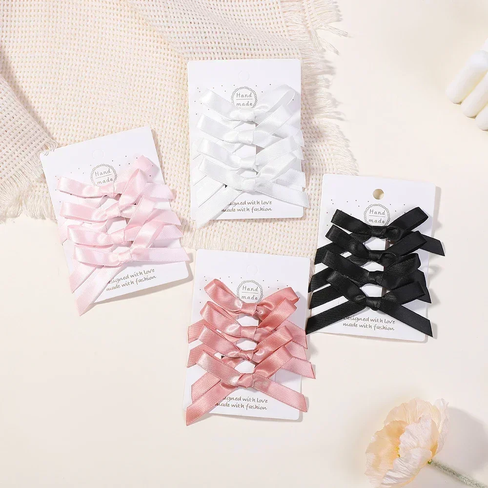 4pcs/set Sweet Ribbon Bowknot Hair Clips for Women Girls Lovely White Black Hairpins Headwear Female Hair Accessories