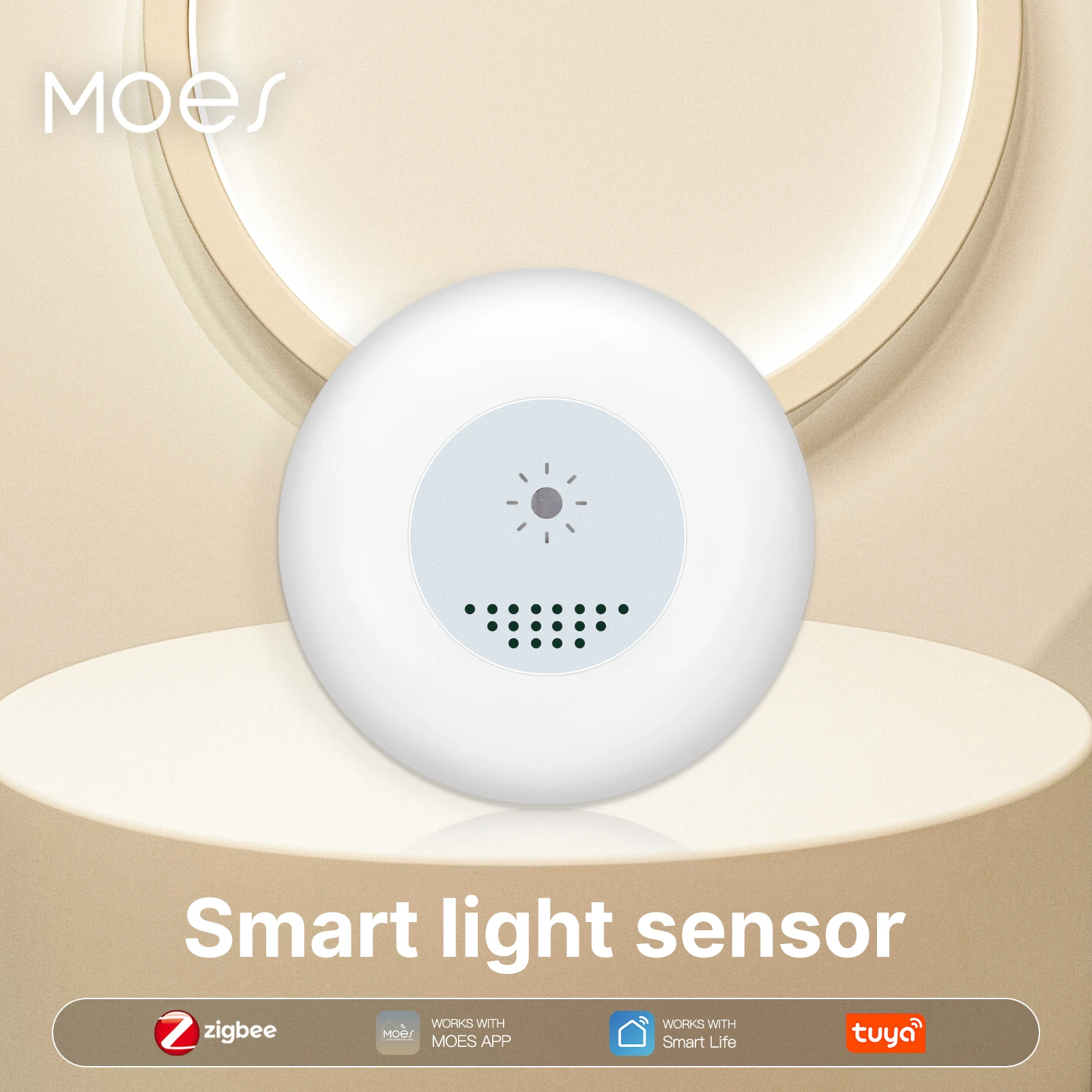 Moes Smart Zigbee Smart Home Light Automation Sensor Illuminance Brightness Detection Light Home Detector Tuya APP Control
