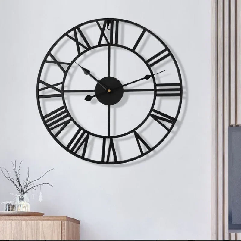Wall Clock Iron Wall Hanging Clock Big Size 3D Nordic Metal Round Large Wall Watch Modern Style Clocks Decoration for Home Living Room
