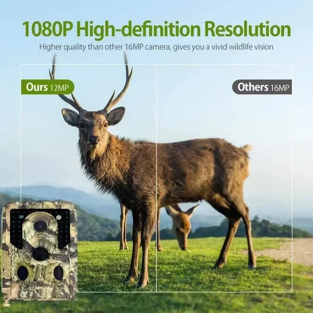 12MP 1080P Waterproof Wildlife Camera 110 Degree Detection Motion Activated Hunting Camera with Night Vision Trail Game Camer 6