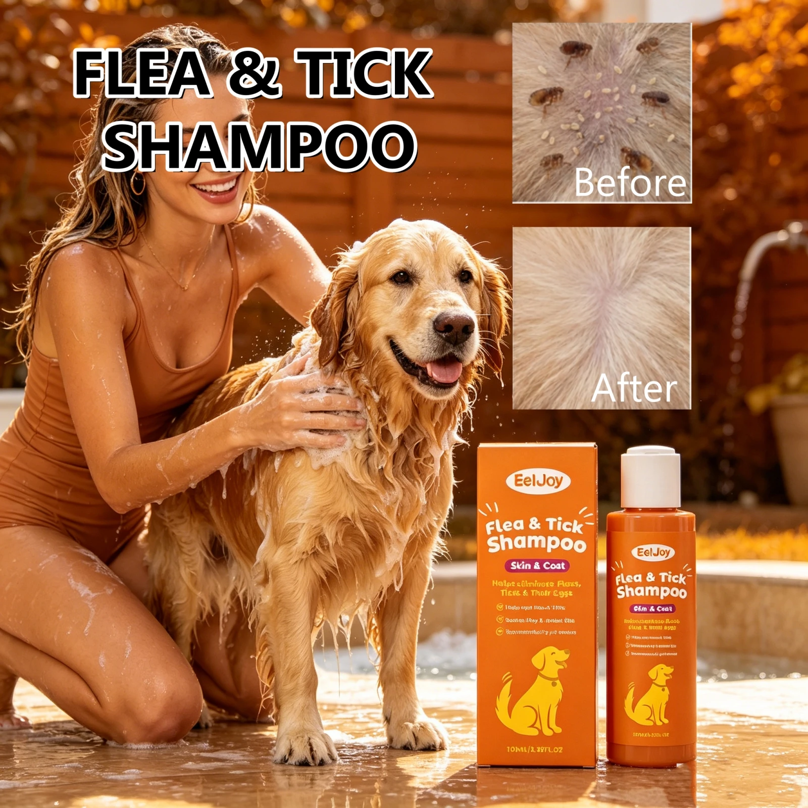 Shampoo anti-puces et tiques doux pour chiens et chats_voghion.com