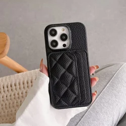 Elegant Solid Color Leather Wallet Phone Case with Twin Card Slots and Bumper Back Cover - iPhone 15 Plus (Black)