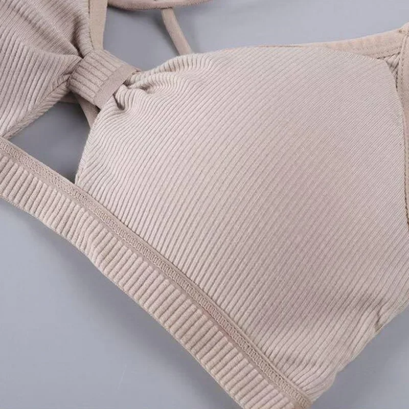Threaded sports yoga bra pure cotton sports bra fitness top breathable strap underwear pad wrap chest sports bra sports underwear womens bras womens lingerie women lingerie