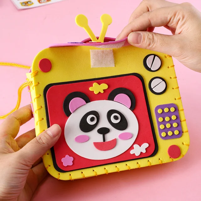 Children DIY Non-Woven Fabric Handbag Kids Handmade Craft Toy Mini Colorful Cartoon Fabrication Bag Arts Crafts Educational Toys 4