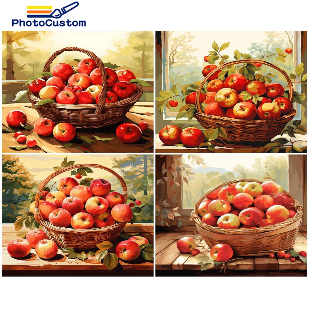 

PhotoCustom 40x50cm Diy Oil Painting By Numbers Fruit On Canvas Picture Of Coloring By Numbers Kit For Home Wall Art Decor Gift