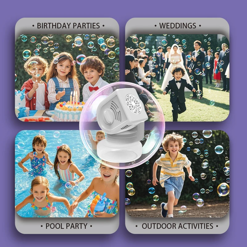 90 ° Rotating Head+10 Hole Spray Bubble Floor Fully Automatic Bubble Machine Wedding Outdoor Activities No Battery Bubble Water_voghion.com