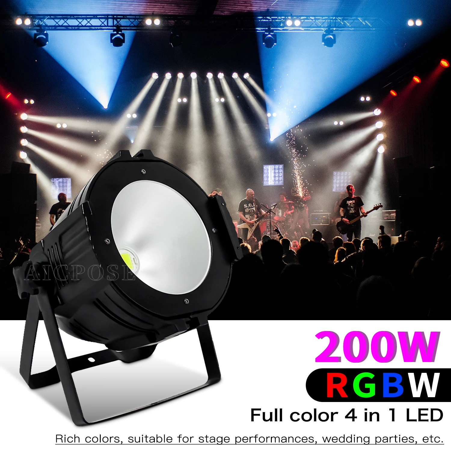 2Pcs/Lots RGBW 4 in 1 200W COB LED Spotlight Cool Warm White DMX Control For DJ Disco Projector Church Market