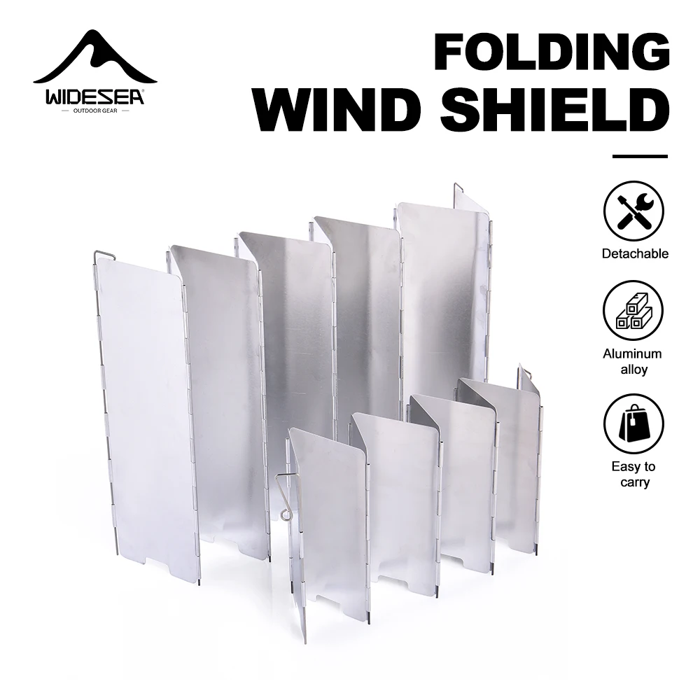 Camping Wind Shield Portable Camping Wind Shield Aluminum Alloy Stainless Steel 9pcs Windproof Stove Screen Storage Box for Outdoor Cooking