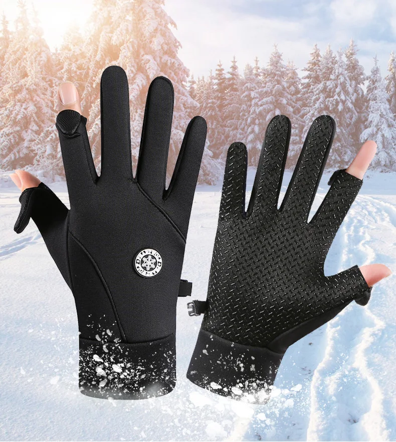 Winter Warm Gloves for Men Autumn Cycling Gloves Motorcycle Outdoor Sports Touch Screen Fleece Water-Repellent Non-slip Gloves