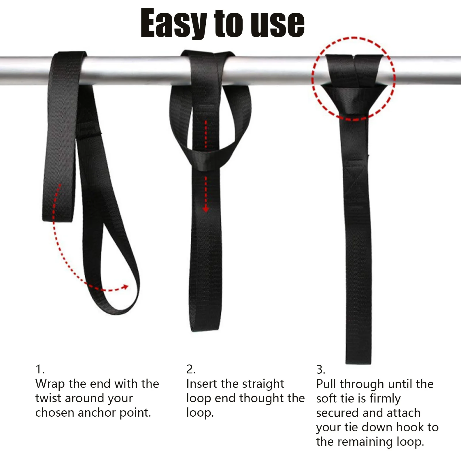 Pack of 6 Lashing Straps Short 12 Inch/30 cm Lashing Straps with Loops 25 mm Wide Double Loops lashing strap