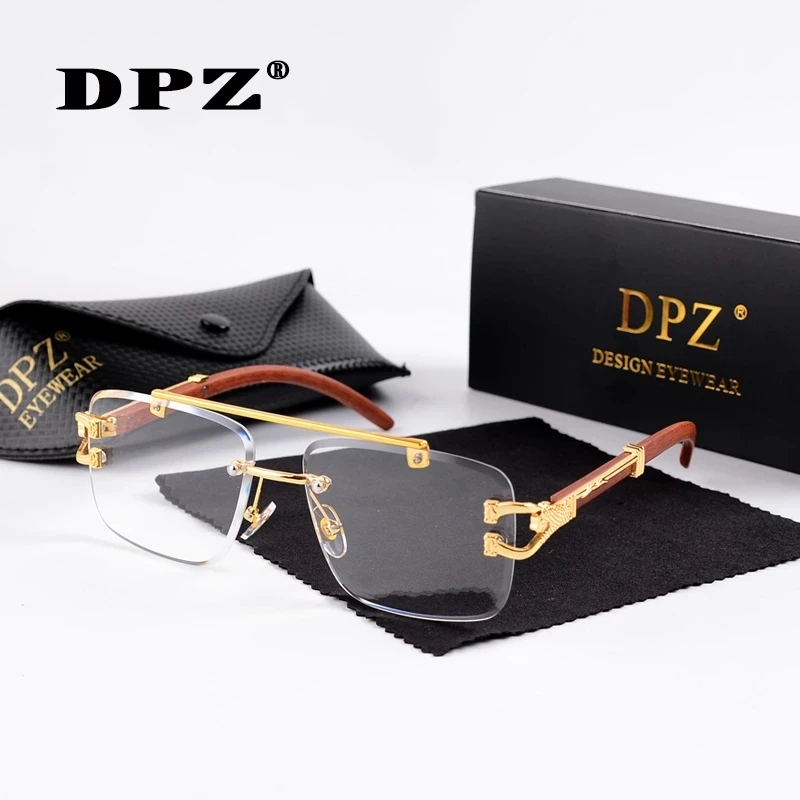 

2022 Luxury Brand Carter Women Cool Leopard Leg Style Sunglasses Men Vintage Cutting Rimless Square Pilot Sun Glasses With Case