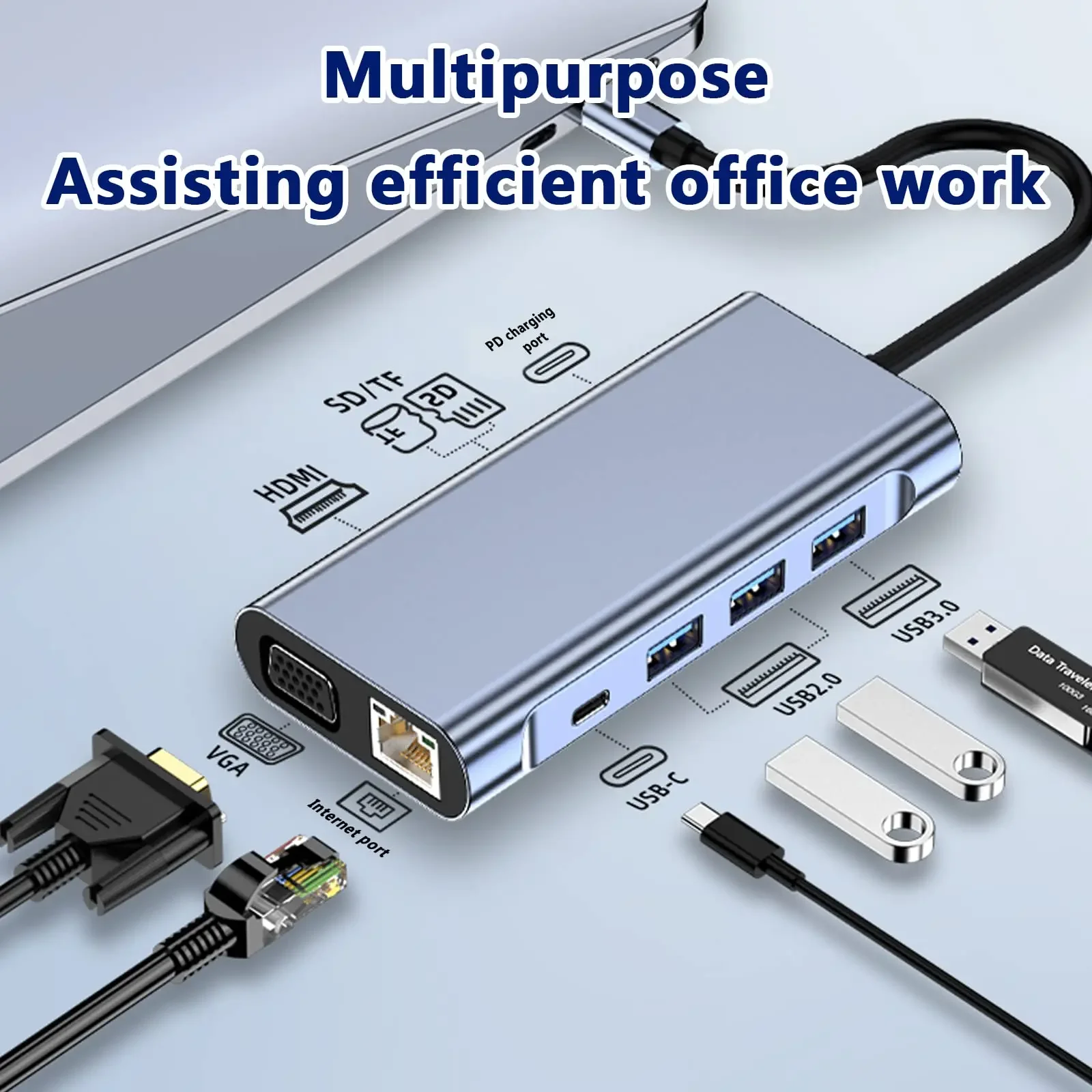 Docking Station Hub Usb C 10 In 1 Con 4K Hdmi Vga Thunderbolt 3 Gigabit Ethernet Audio Sd/Tf Per Pc Macbook Air M1 Ipad Pro Nuovo