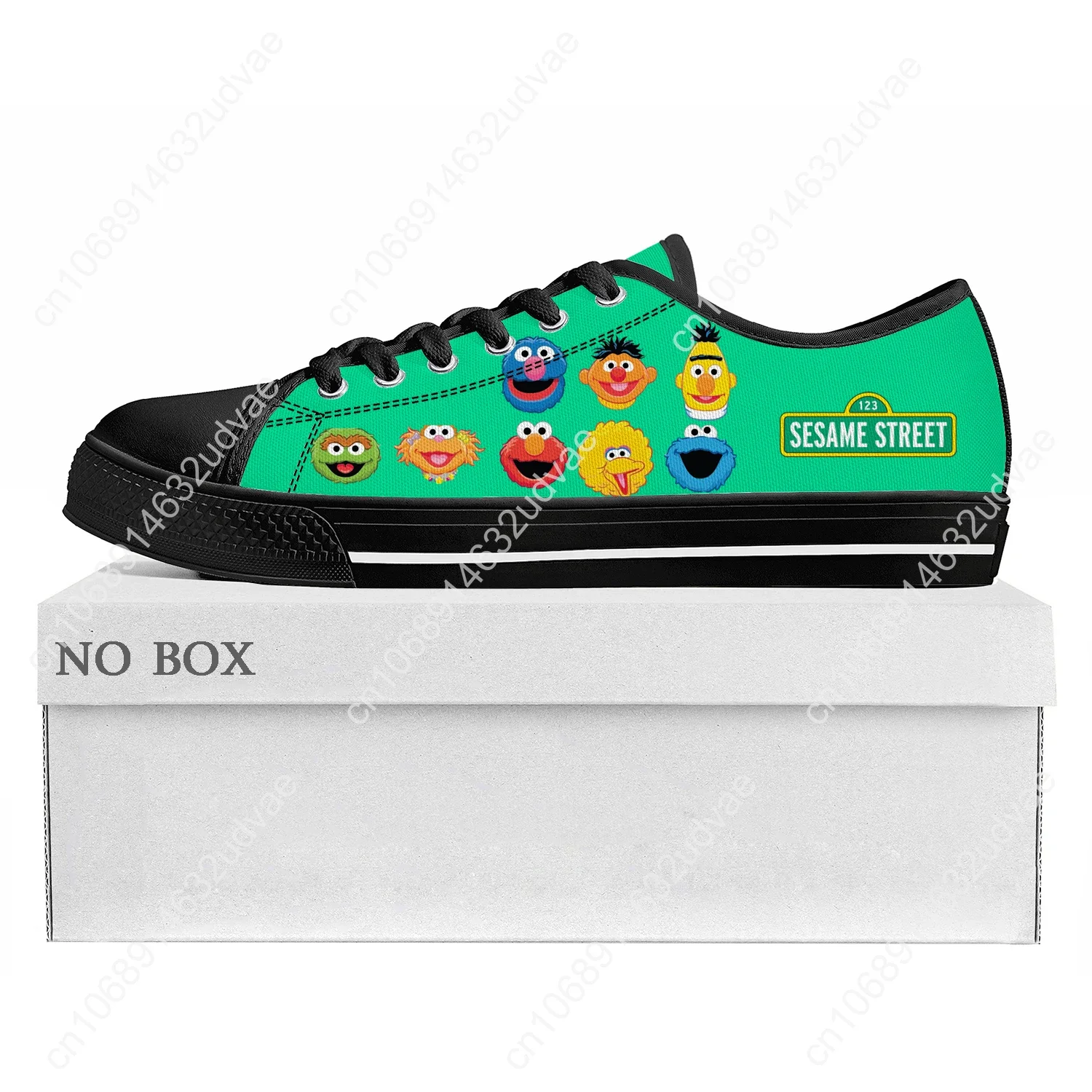 S-Sesame Cartoon S-Street  Anime Low Top Sneakers Mens Womens Teenager High Quality Canvas Sneaker Couple Shoes Custom Shoe